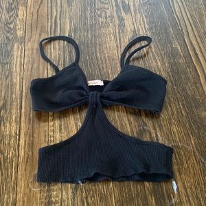 Ruby and Jenna Amable black cut out crop top